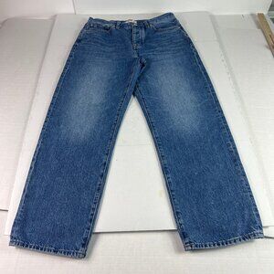 Madewell Jeans Women 32x28* Low Slung Straight High Rise Blue Faded Denim Tag 28